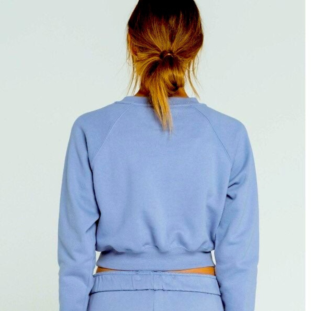 Women's RSQ/ Tillys Bubble Hem Womens Blue Crewneck/Sweatshirt Crop Top